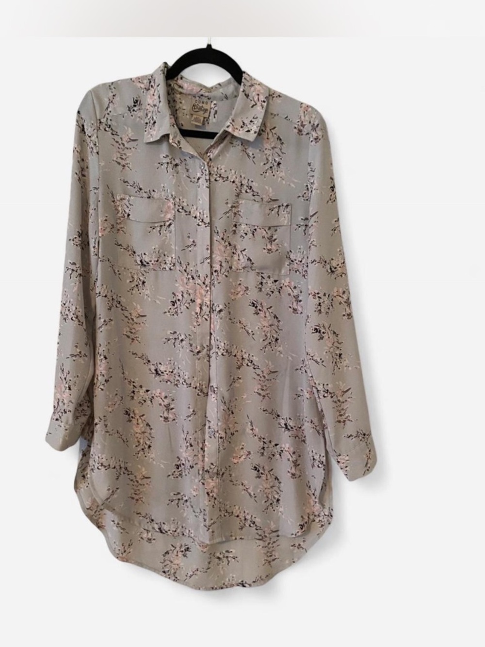 Light Blue Floral Button-Up Blouse - Women